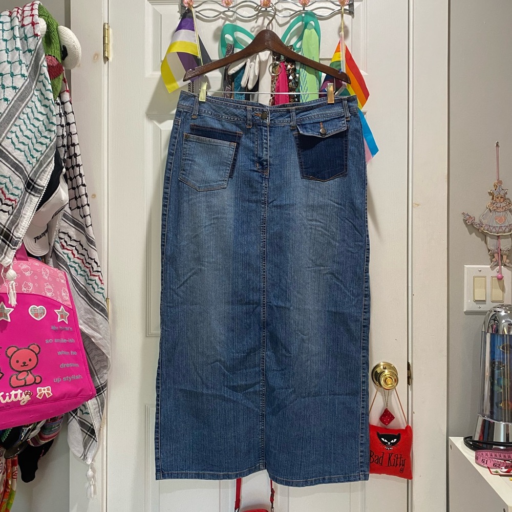 y2k denim maxi skirt